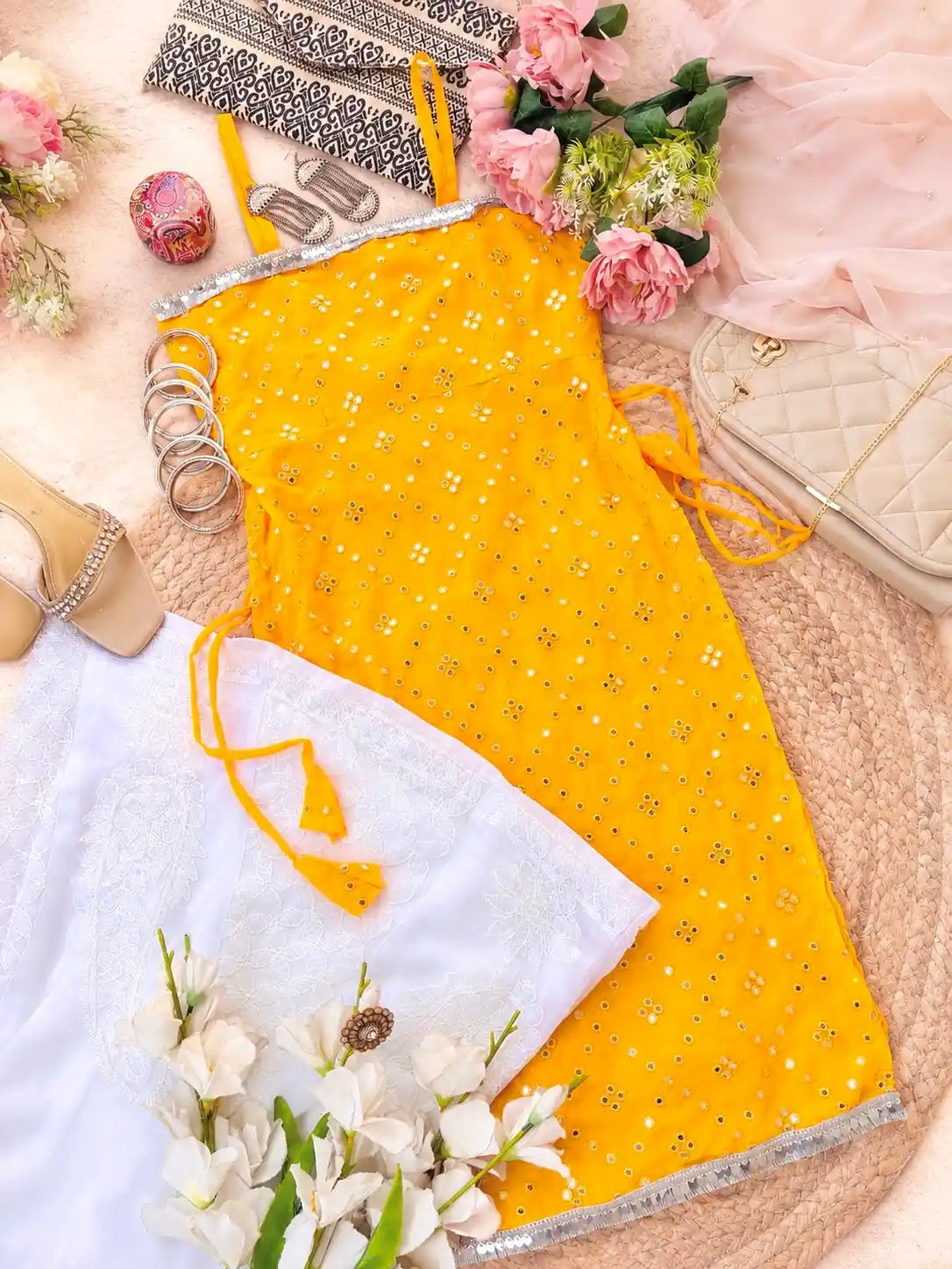 Charm Yellow Mirror Gulnaz Kurta