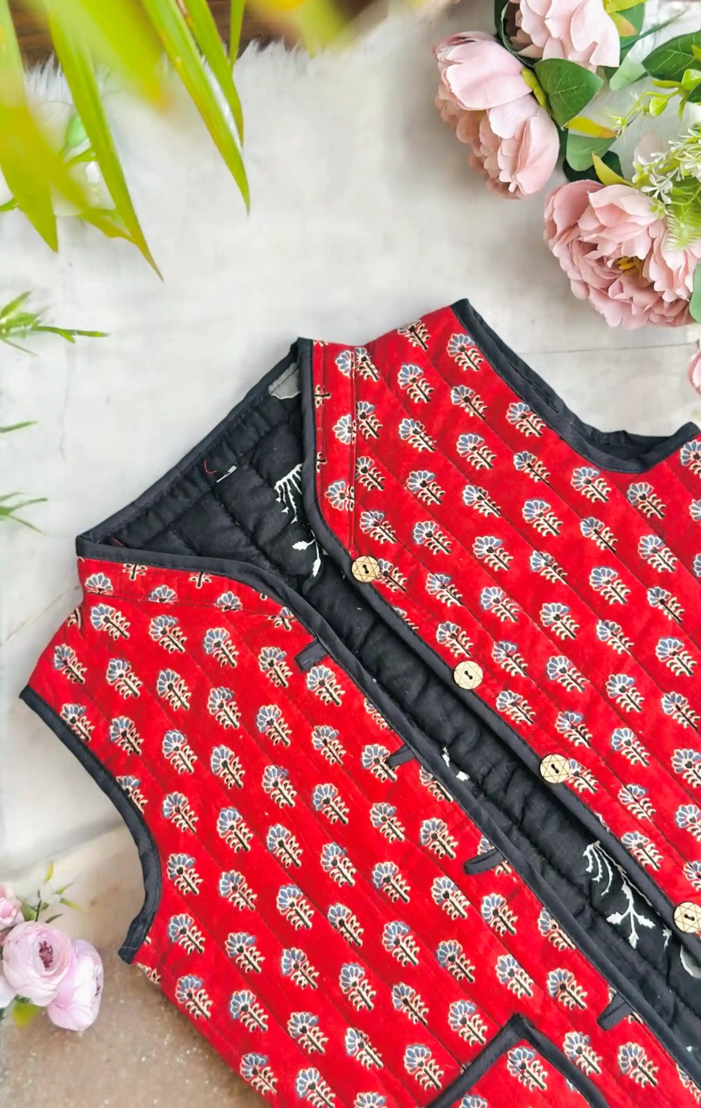 Kids Reversible Maroon Jaipuri Jacket