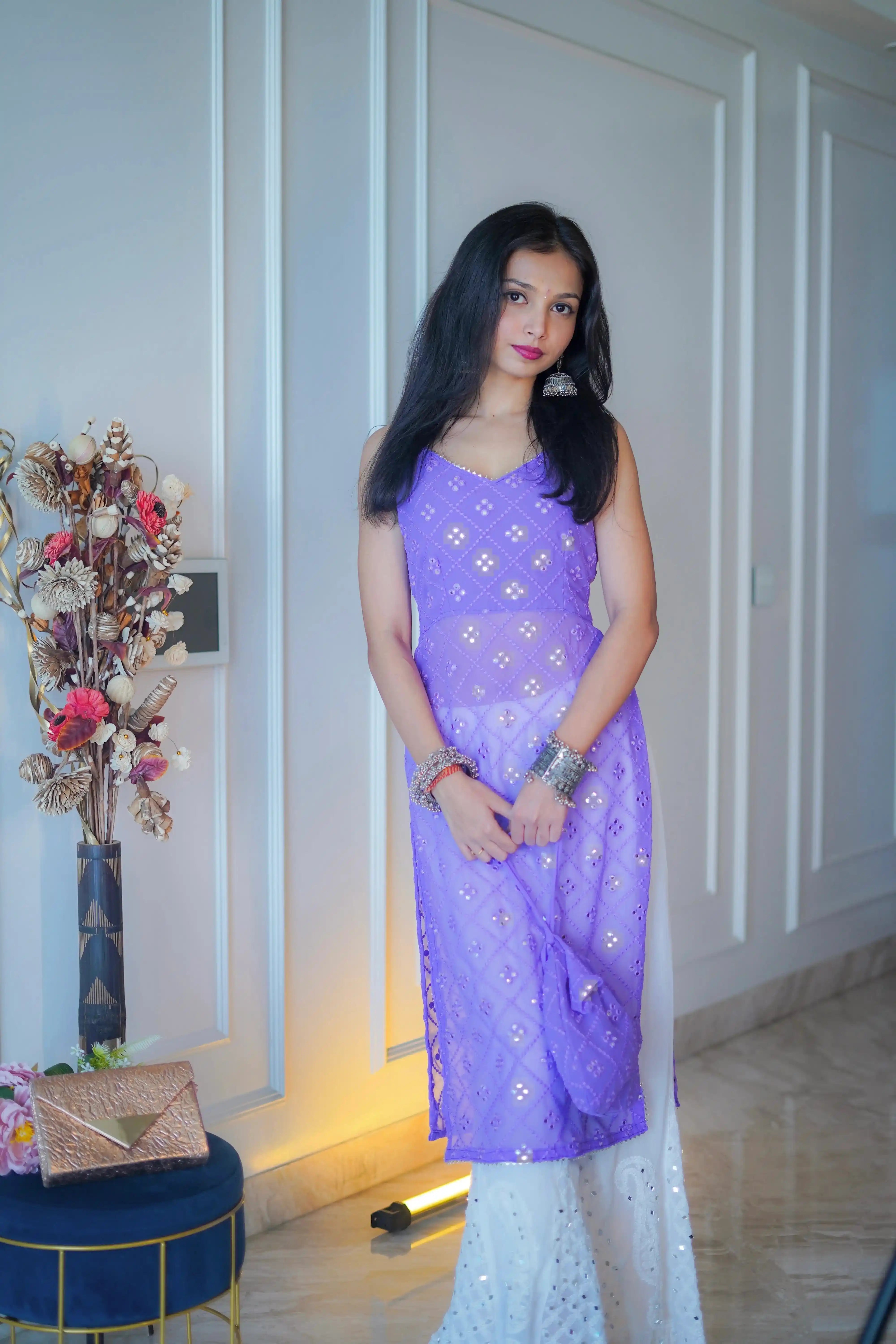 Riddhi’s Lush Lilac Mirror Gulnaz Kurta
