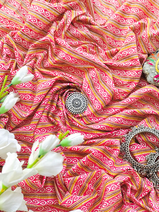 Classic Jaipuri Handprinted MulMul Fabric Cut