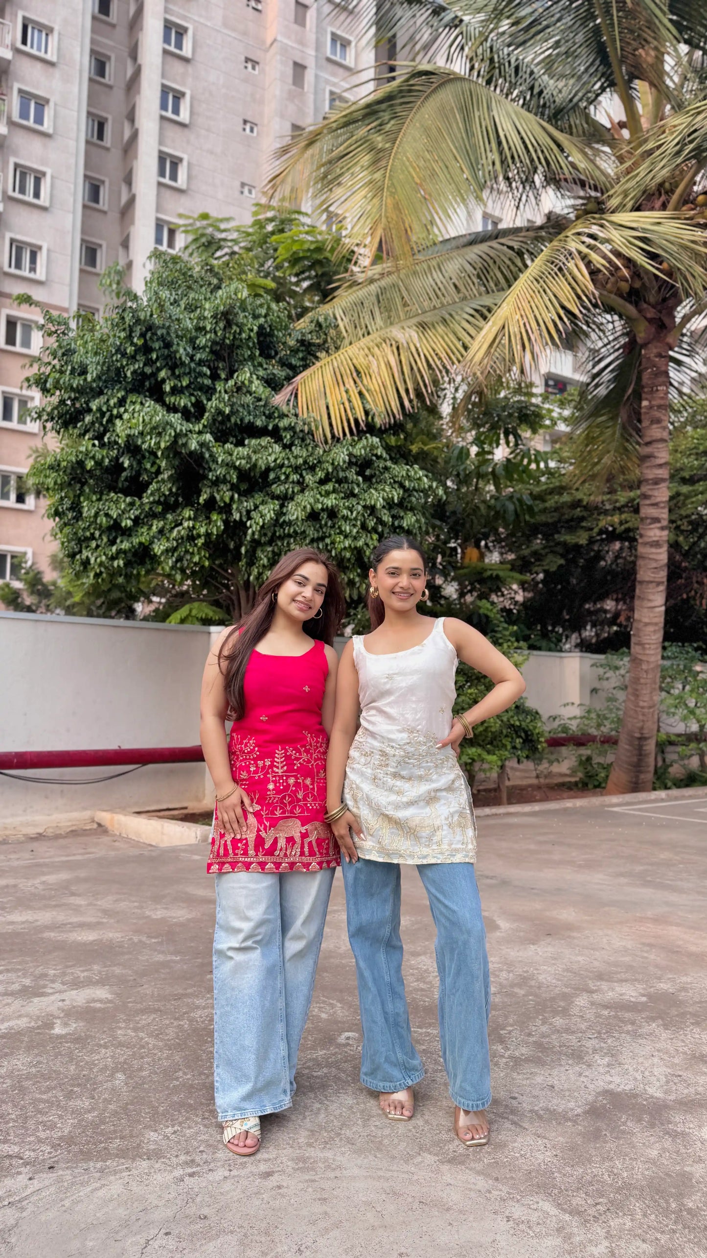 Hot Pink Hand Embroidered Kurta