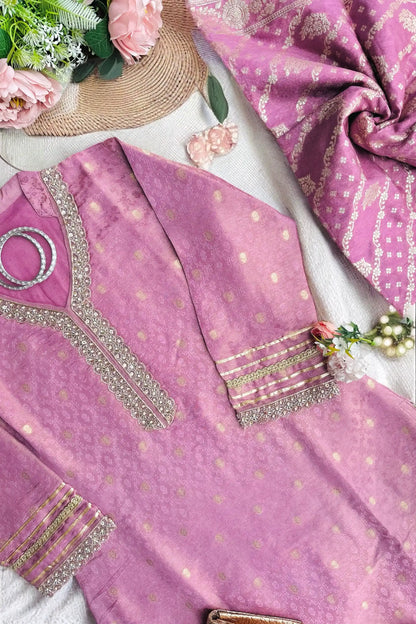 Orchid Pink Banarasi Suit Set
