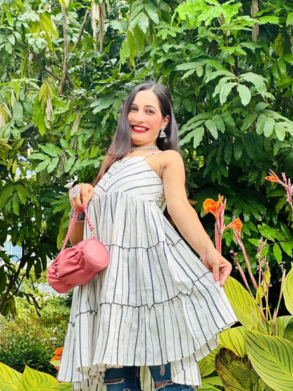 Titanium White Gulnaz Frill Kurta