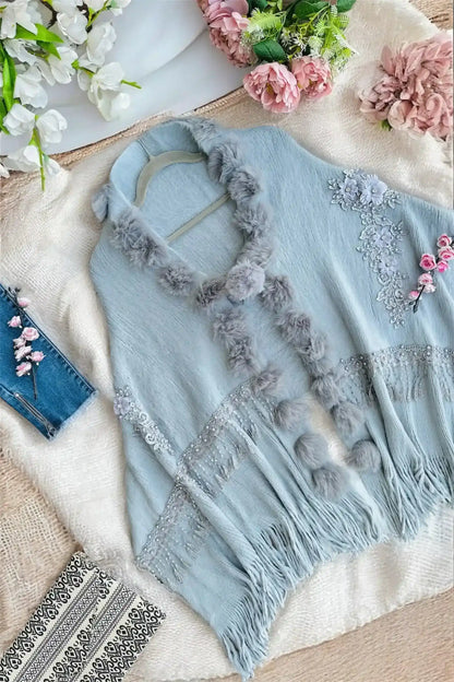 Soft Grey Fur Winter Cape