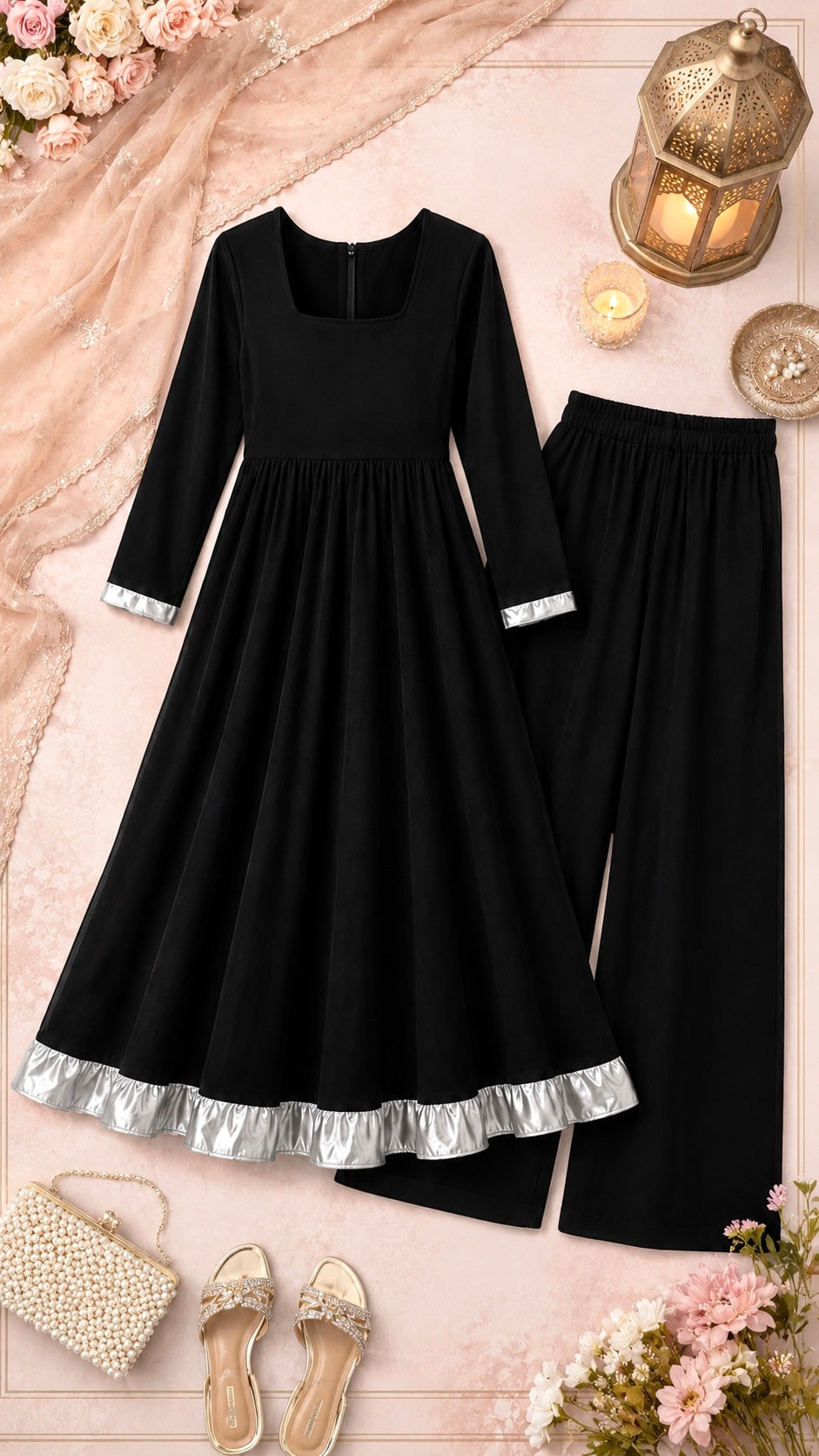 Gulnaz Black Royale Anarkali Suit Set