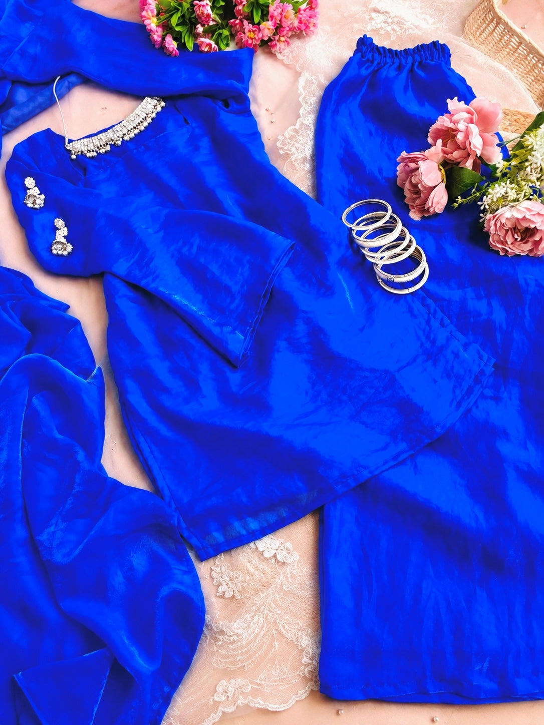 Royal Blue Solid Gulnaz Suit Set