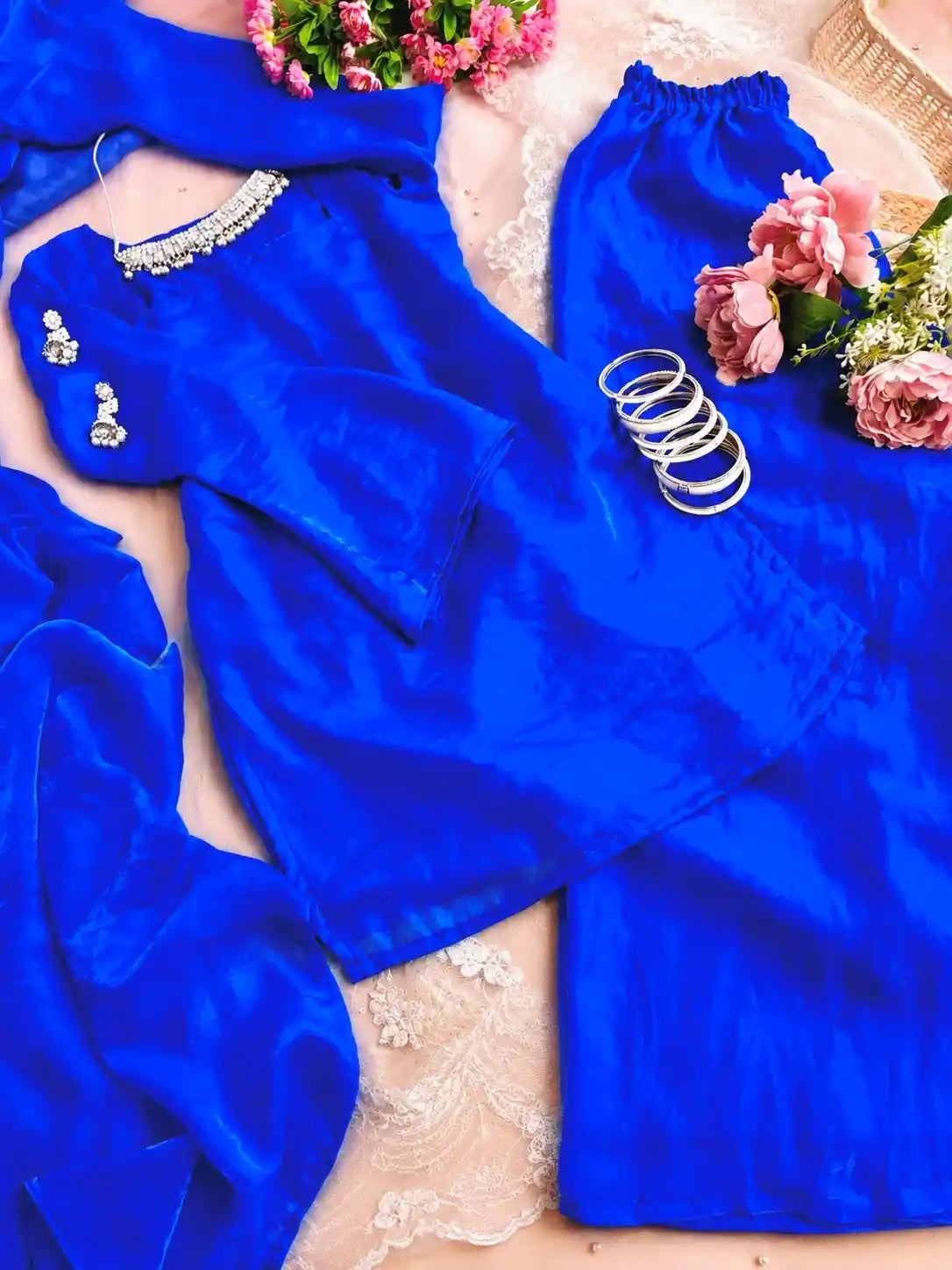 Royal Blue Solid Gulnaz Suit Set