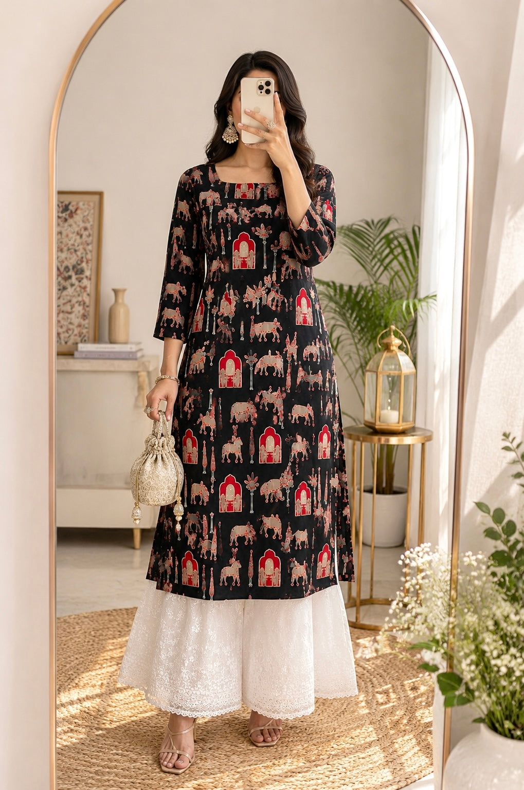Black Worli Rangriti Budget Kurta