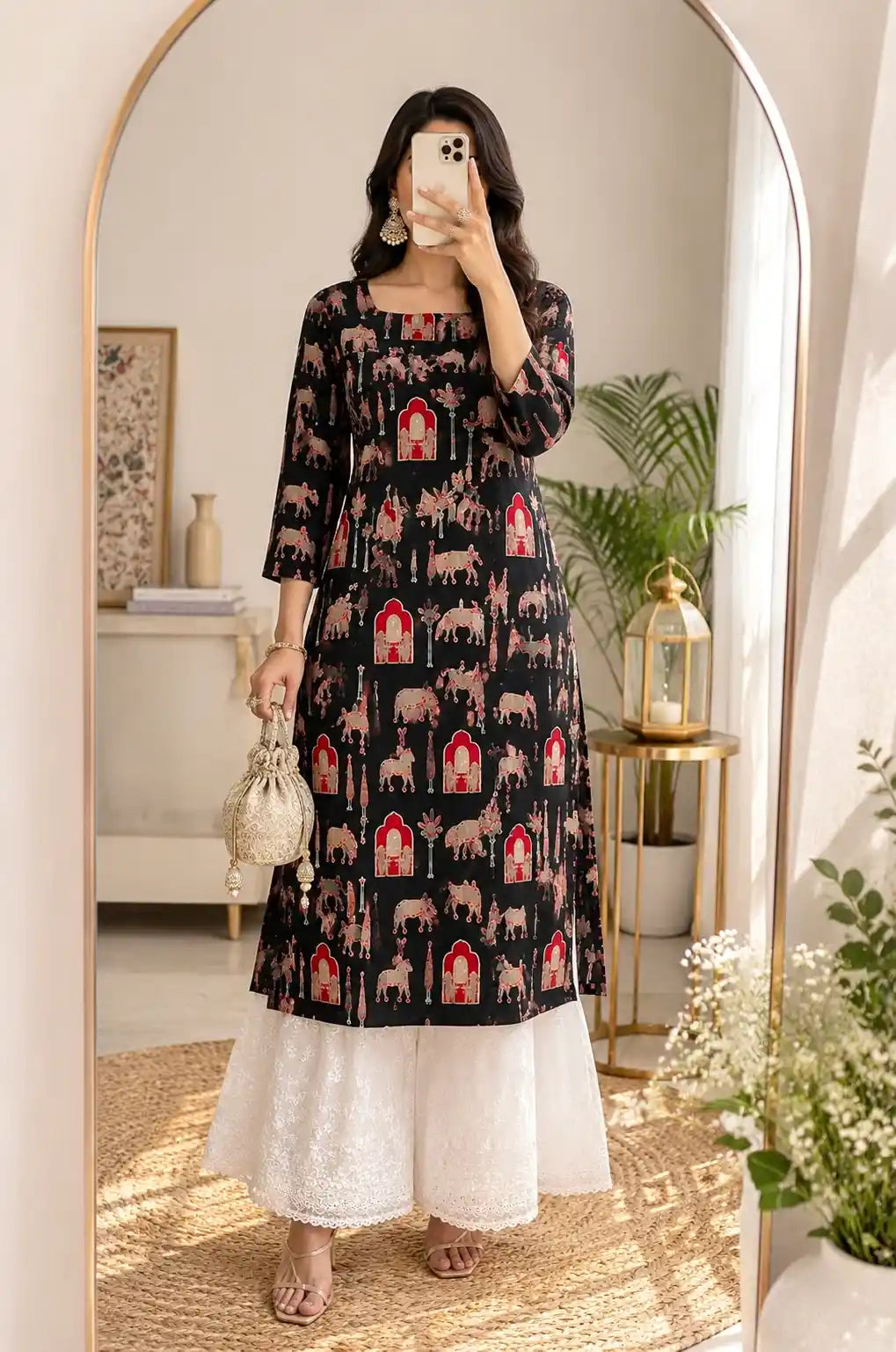 Black Worli Rangriti Budget Kurta