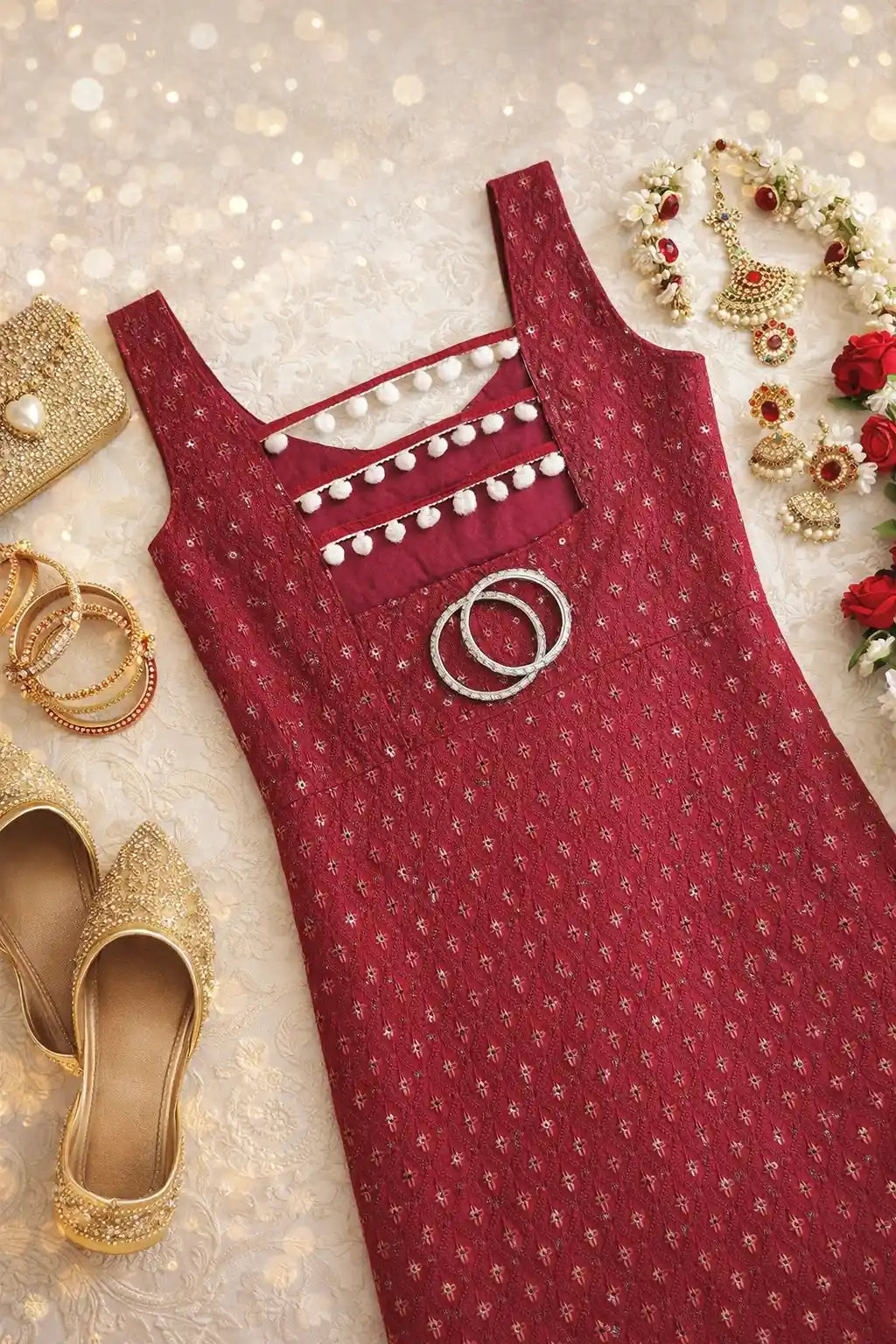 Nakhra Maroon Gulnaz Embroidered Kurta