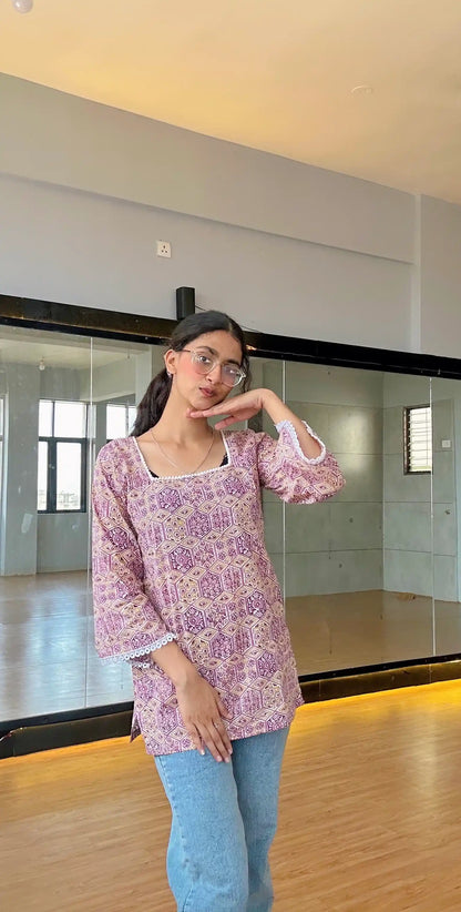Gulnaz Vintage Mosaic Cotton Kurti