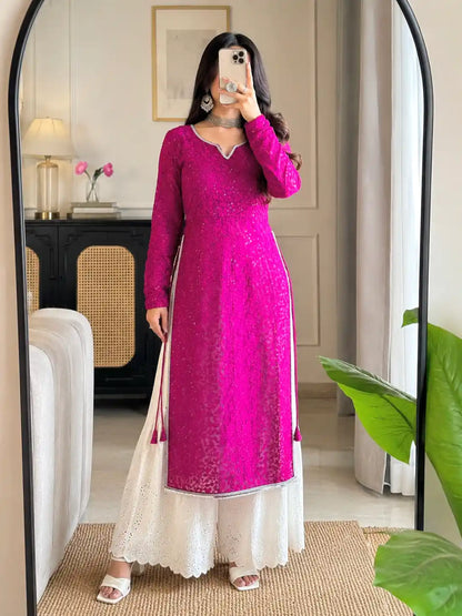 Bitter Wine Embroidered Gulnaz Kurta