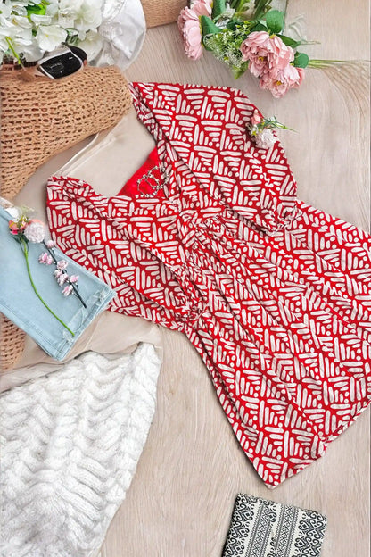 Scarlet Pleated Twirl Dress