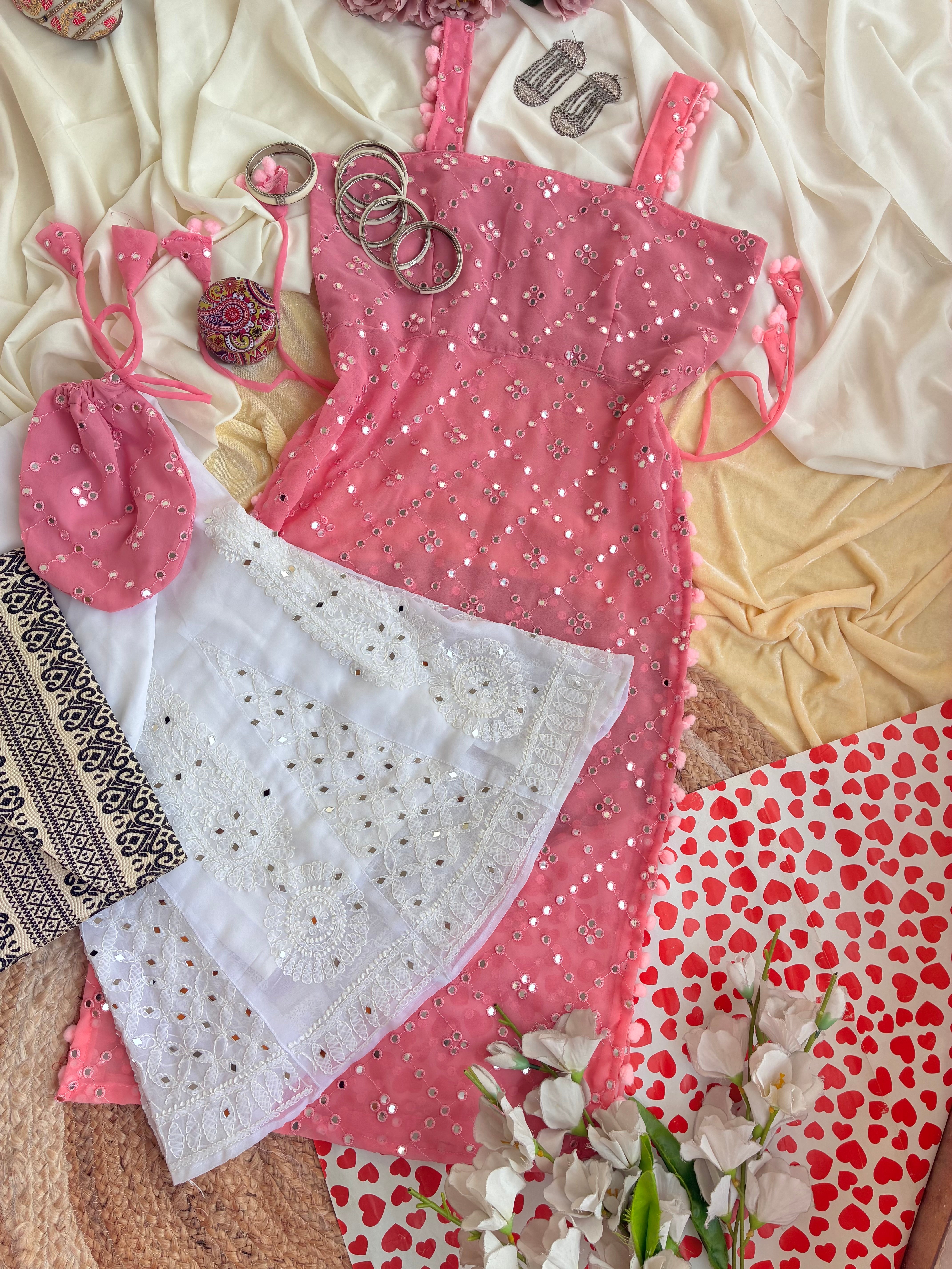 Shimmer Peach Embroidered Gulnaz Kurta