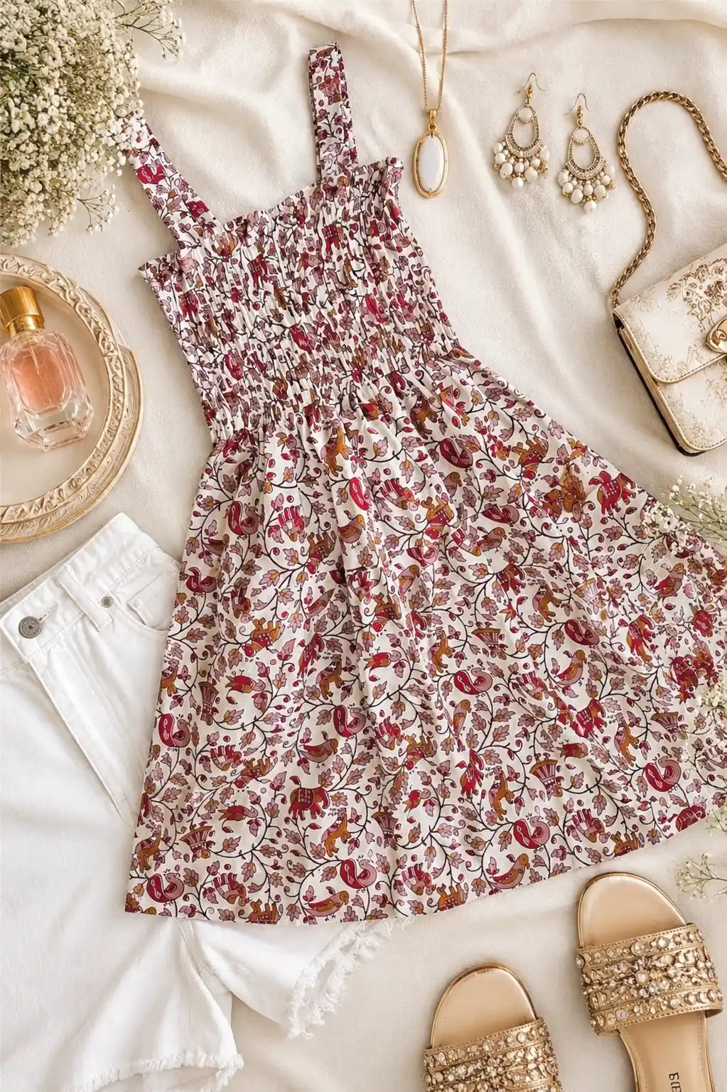 Cream Kalamkari Cute Jaipuri Peplum
