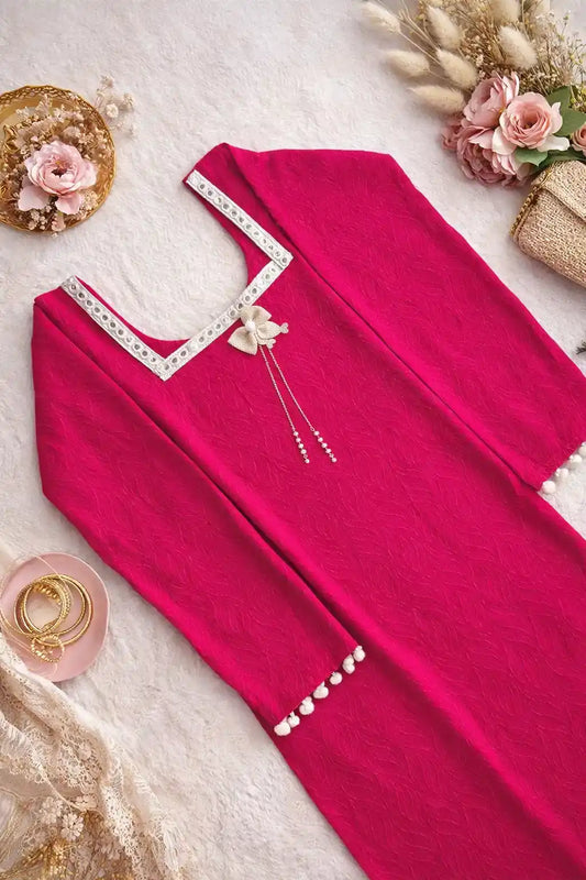 Fuchsia Glow Mirror Kurta