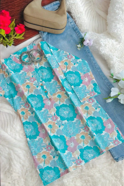 Classic Mul Floral Short Kurta