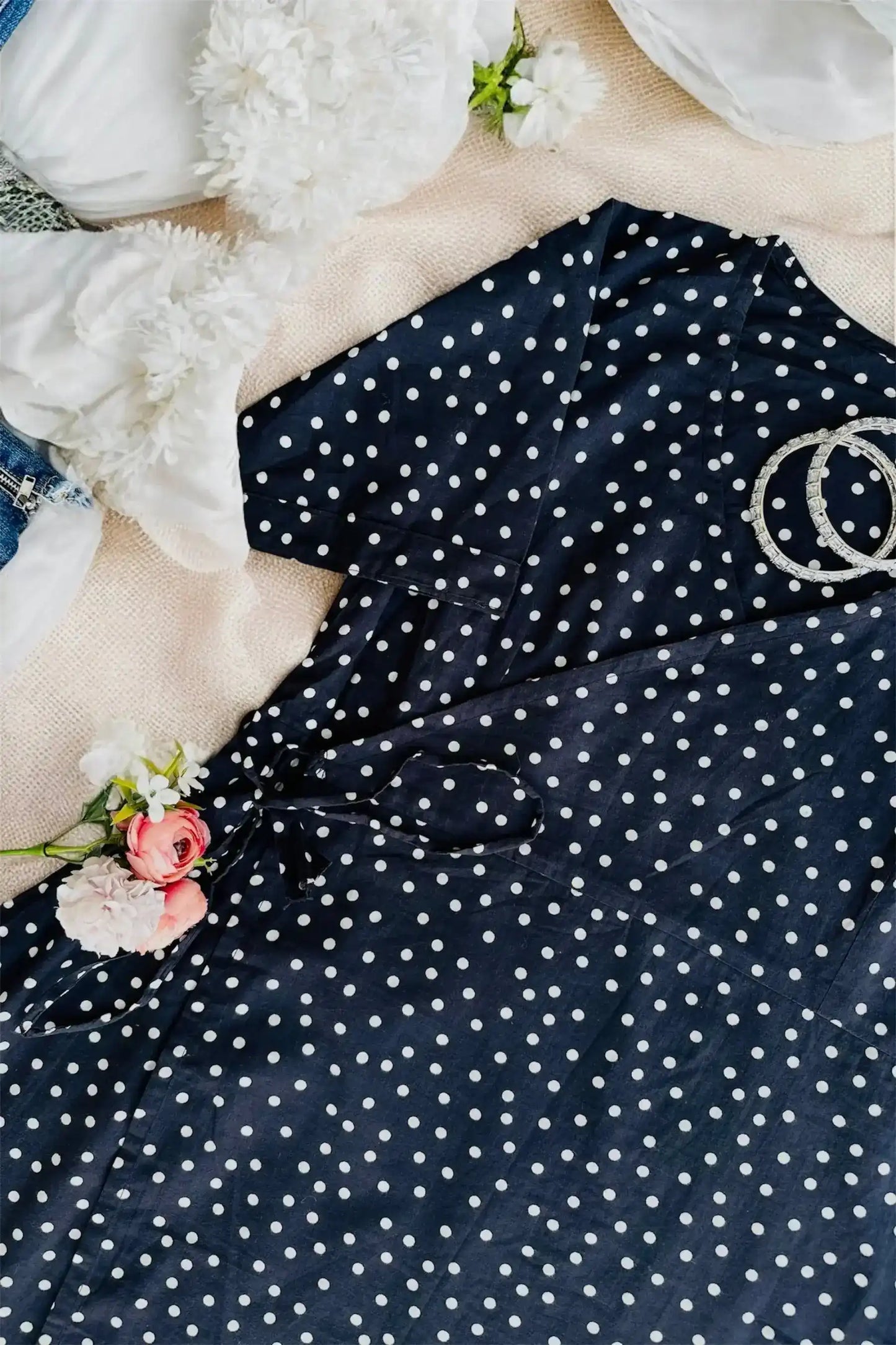 Charcoal Grey Polka Wrap Dress - Passion for Fashion by Shivani