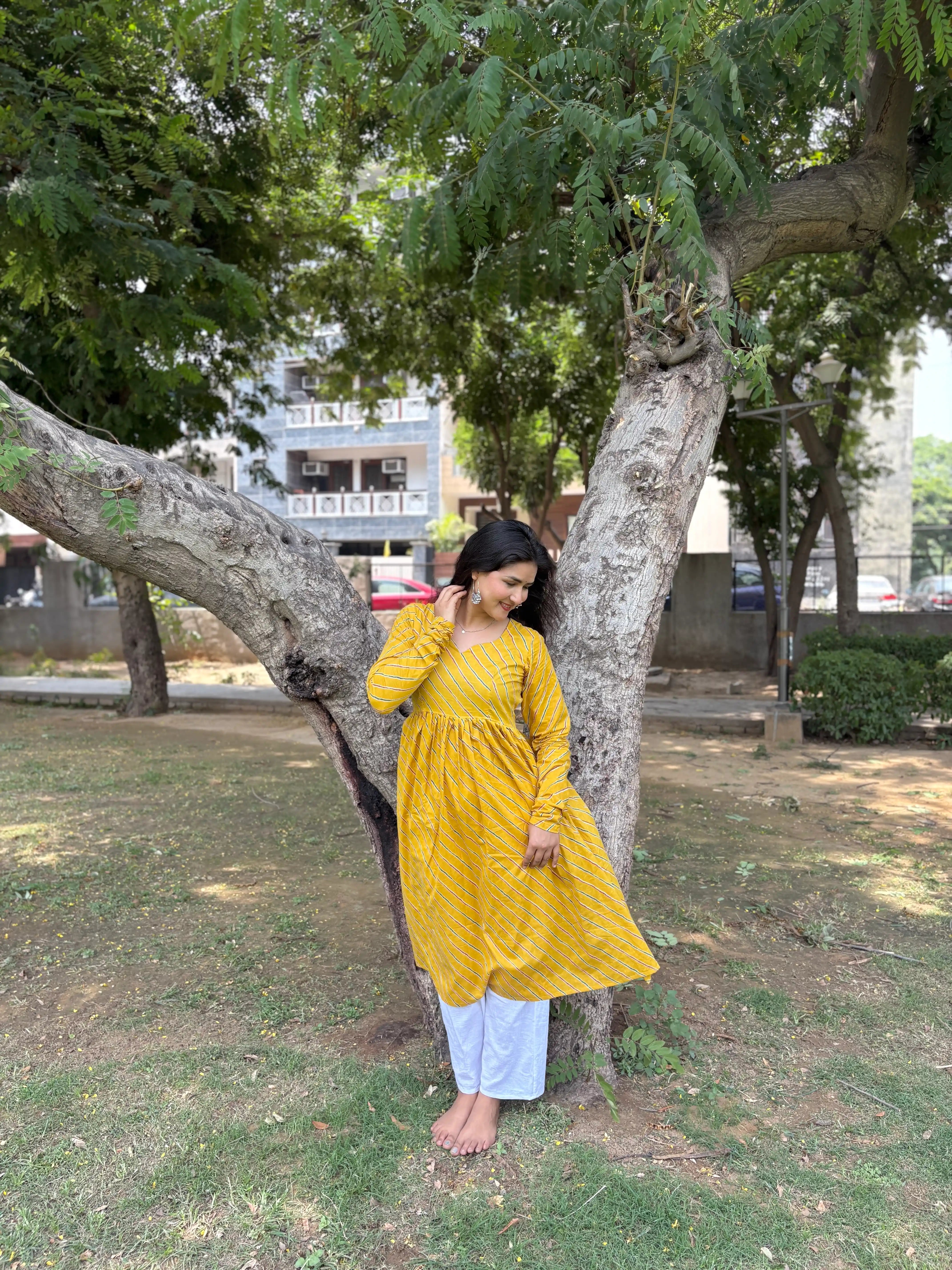 Mulmul Lehriya Jaipuri Twirl Kurta