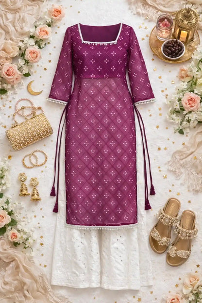 Shiraz Wine Gulnaz Embroidered Kurta