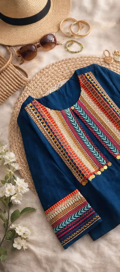 Blue Jaipuri Embroidered Jacket