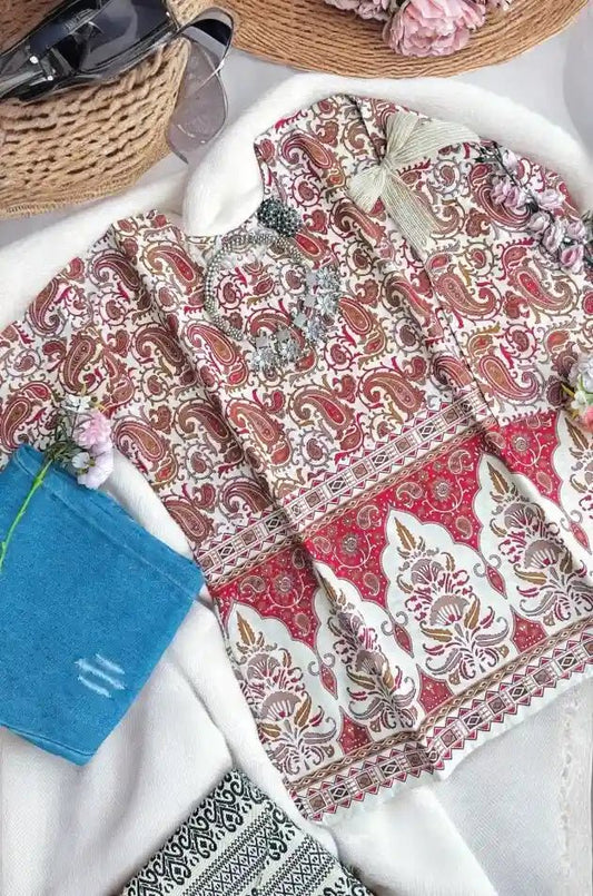 Maroon Block Rangriti Short Kurta - Passion for Fashion by Shivani