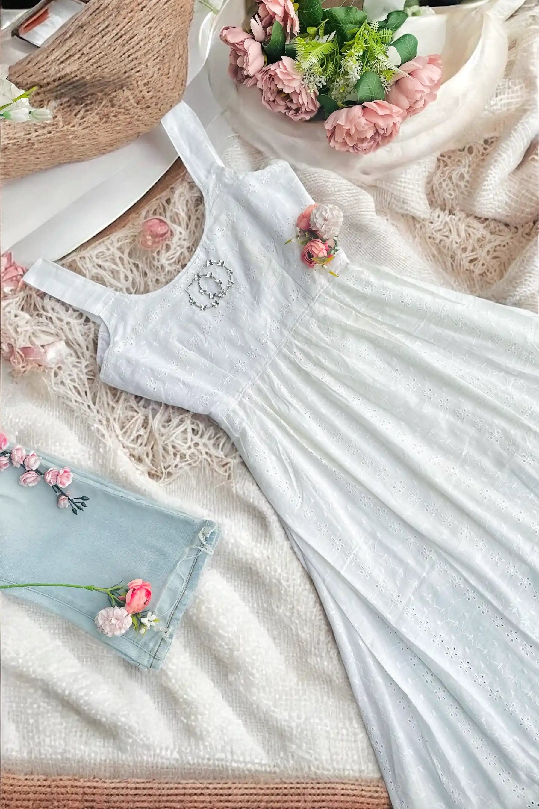 Butterfly White Hacoba Twirl Dress - Passion for Fashion by Shivani