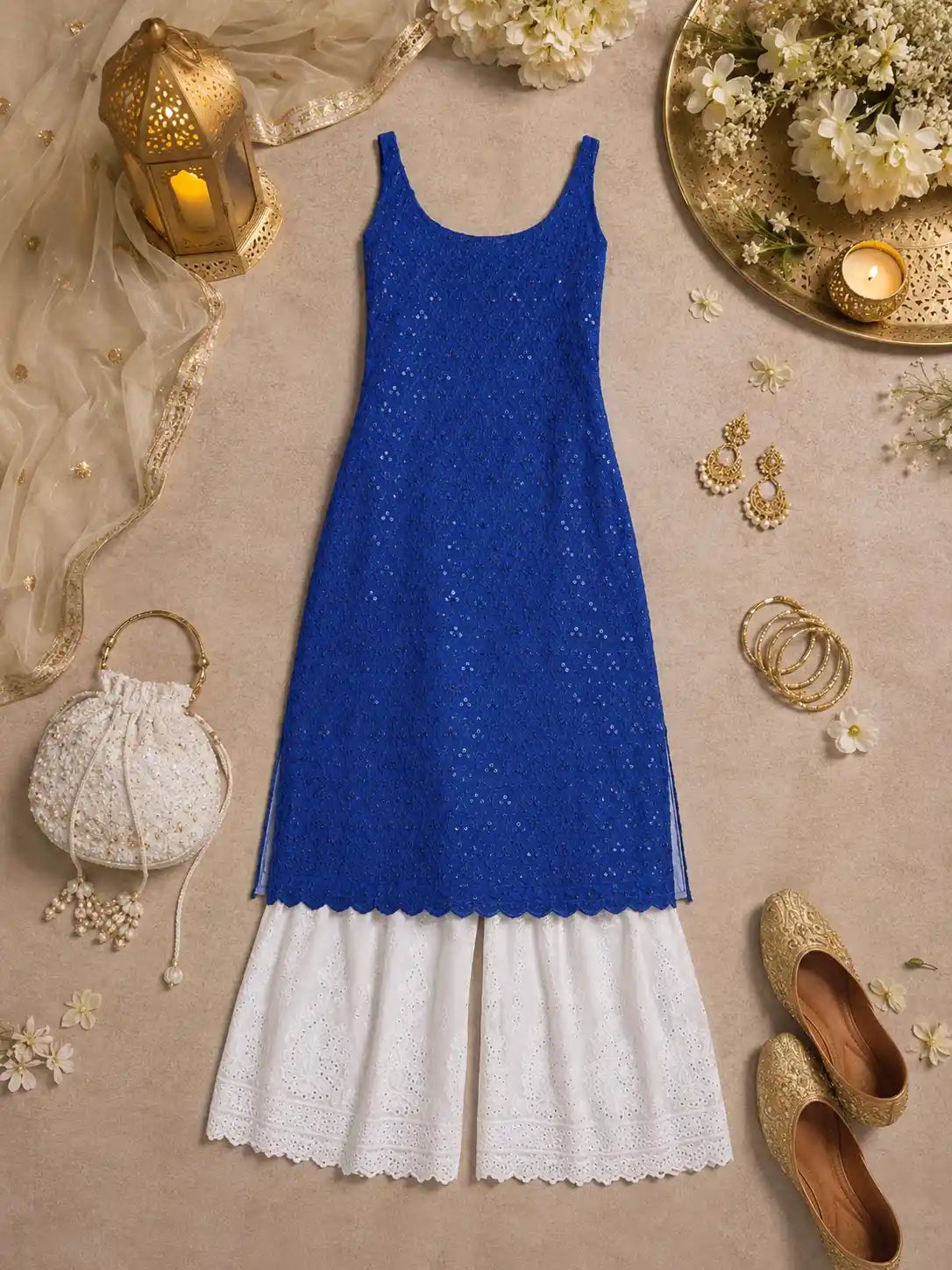 Asure Blue Sequence Gulnaz Kurta