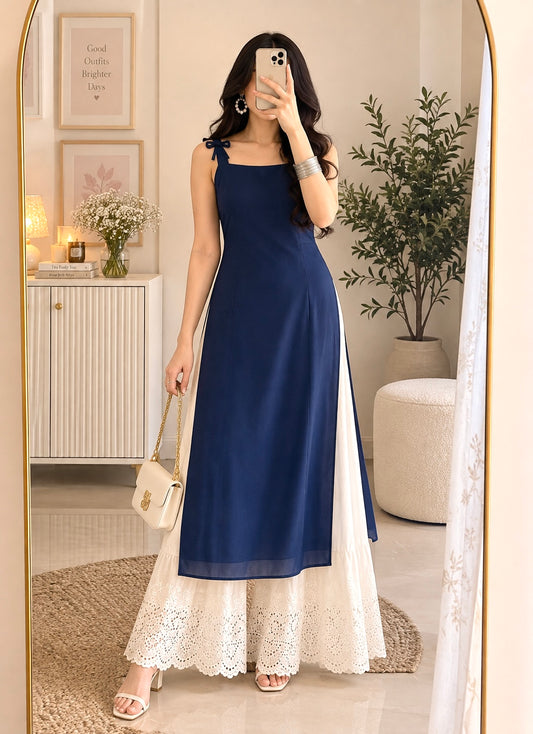 Royal Blue Georgette Gulnaz Kurta