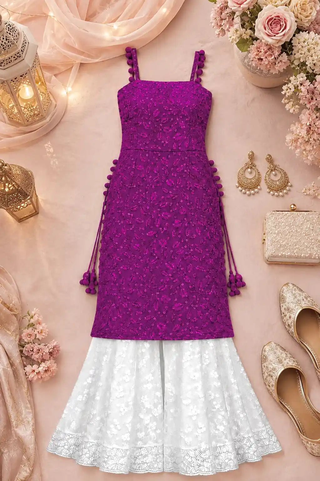 Fuchsia Blush Gulnaz Embroidered Kurta