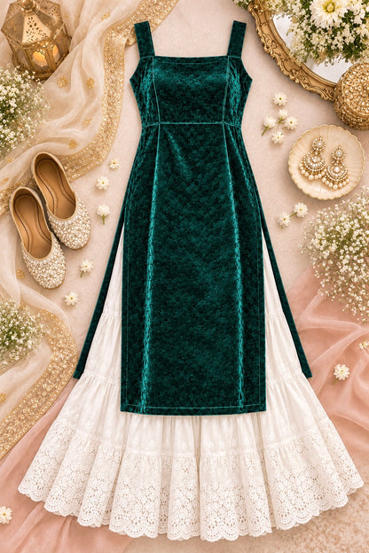 Royal Green Velvet Gulnaz Kurta