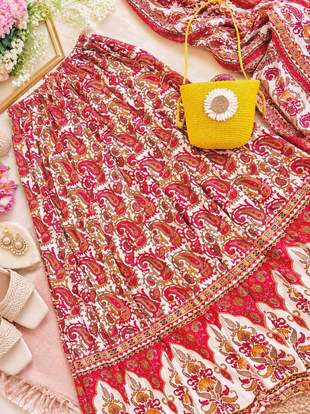 Jaipuri Paisley Flare Twirl Skirt