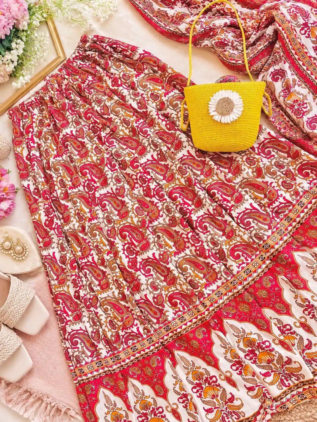Jaipuri Paisley Flare Twirl Skirt