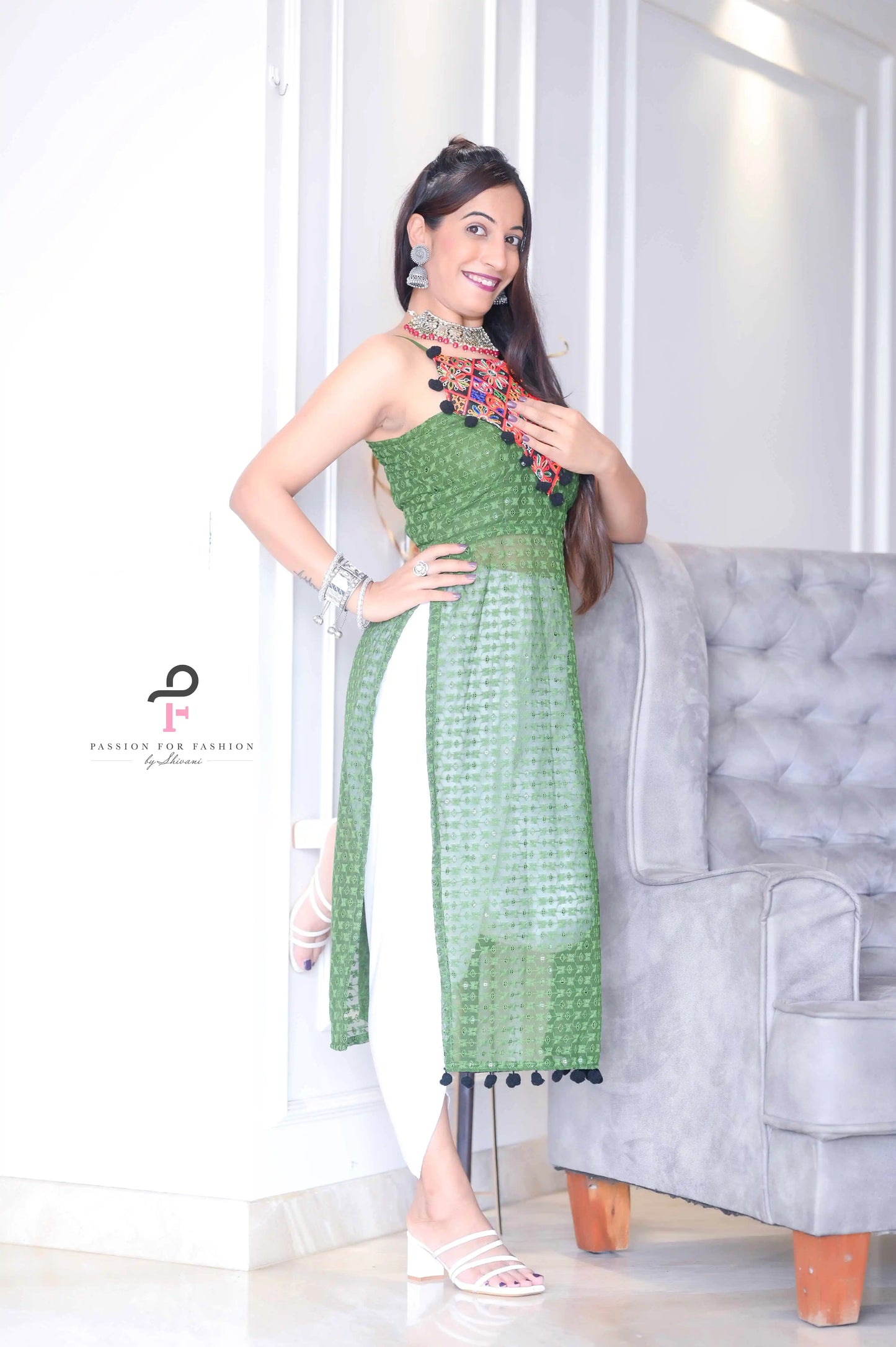Avery Azure Gulnaz Embroidered Kurta