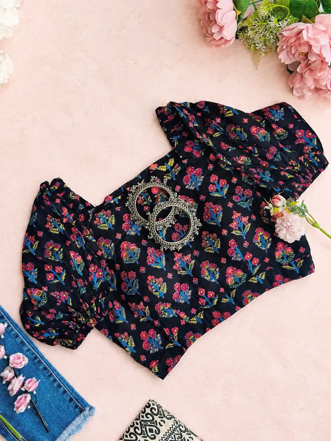 Black Puff Sleeve Blouse