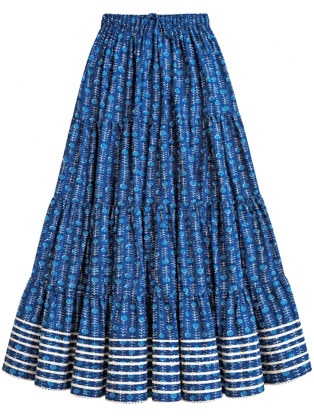 Rustic Jaipuri Indigo Flared Twirl Skirt