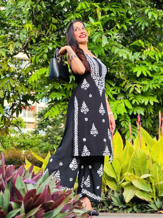 Moonlight Black Aliya Slit Noor Set - Passion for Fashion by Shivani