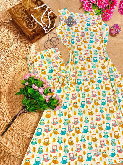 Meher Owly Print Ethnic Set
