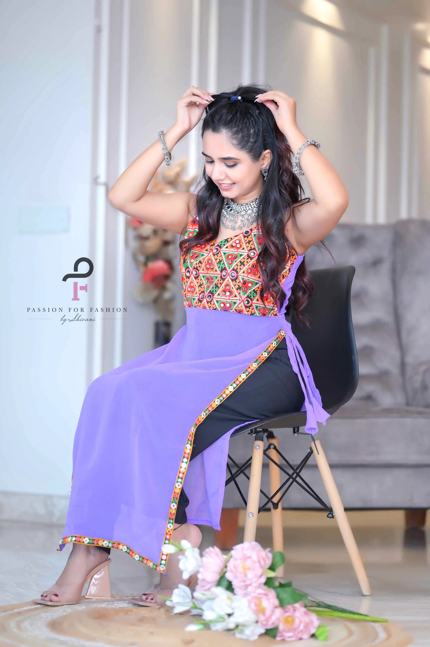 Rosy Lilac Gulnaz Embroidered Kurta