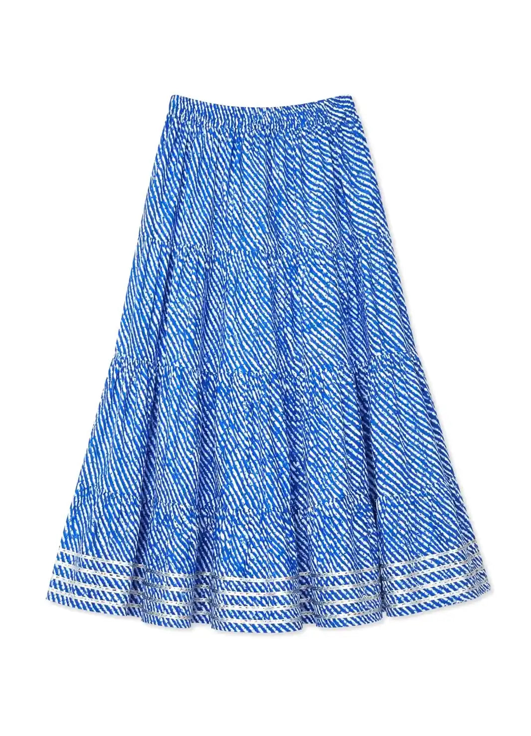 Jaipuri Blue Lehriya Twirl Skirt
