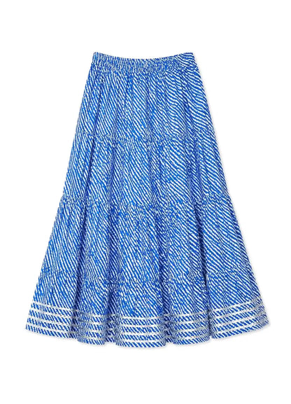 Jaipuri Blue Lehriya Twirl Skirt