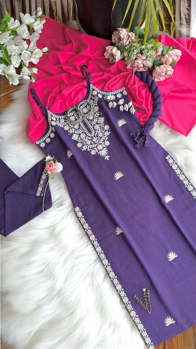 Purple Bliss Embroidered Meher Suit