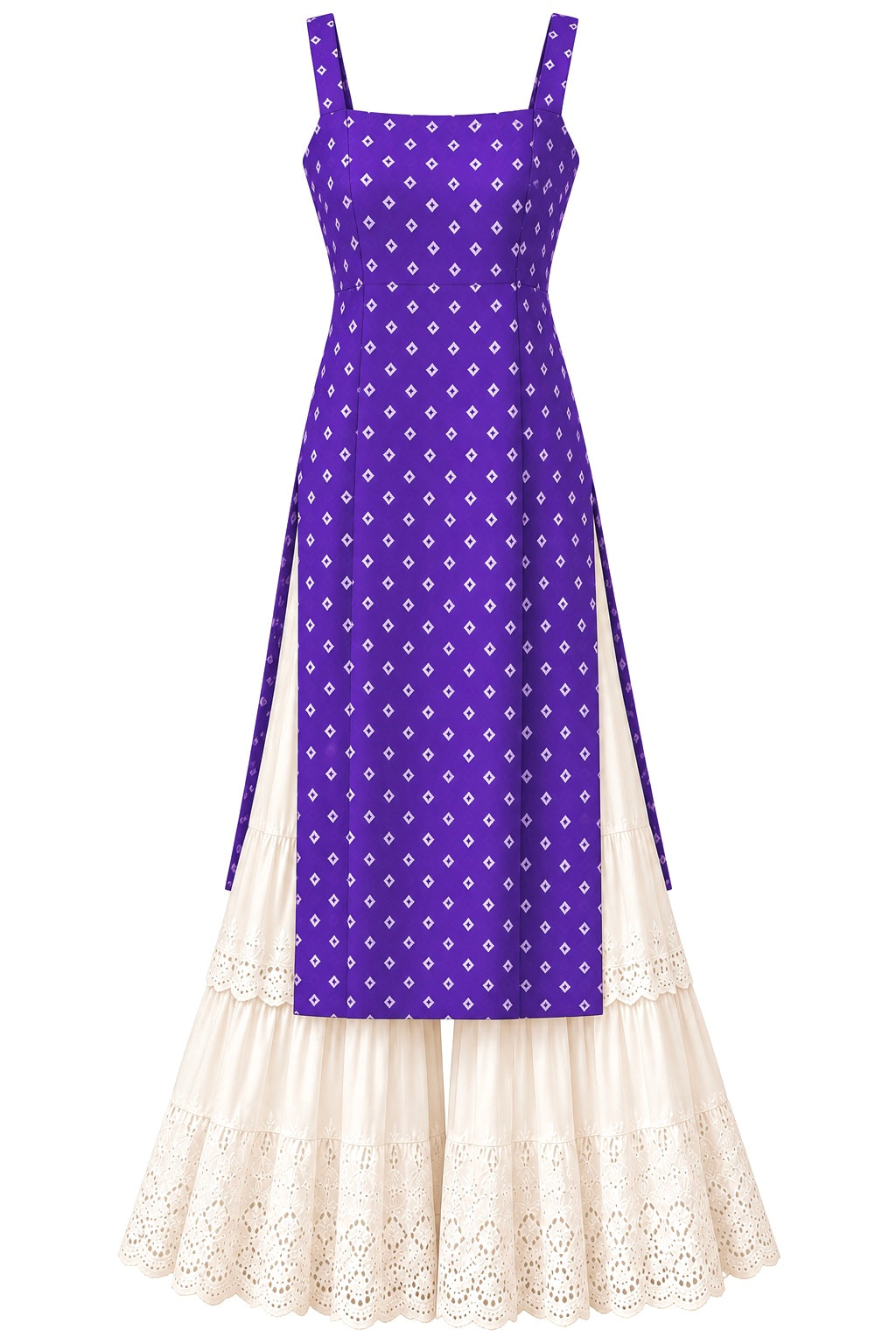 Lavender Bloom Bandhej Gulnaz Kurta