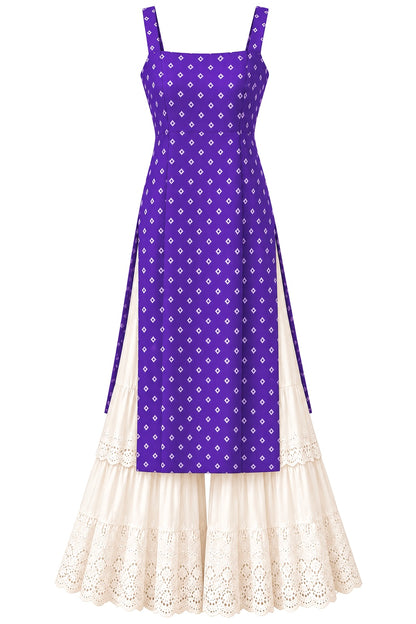 Lavender Bloom Bandhej Gulnaz Kurta