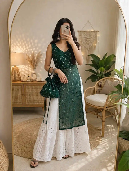 Mahima's Green Mirror Gulnaz Kurta