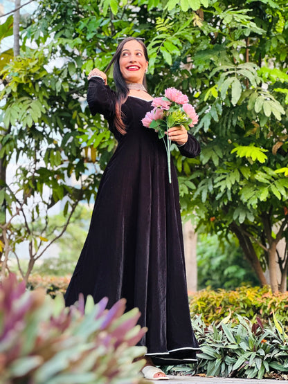 Scarlet Black Velvet Twirl Dress