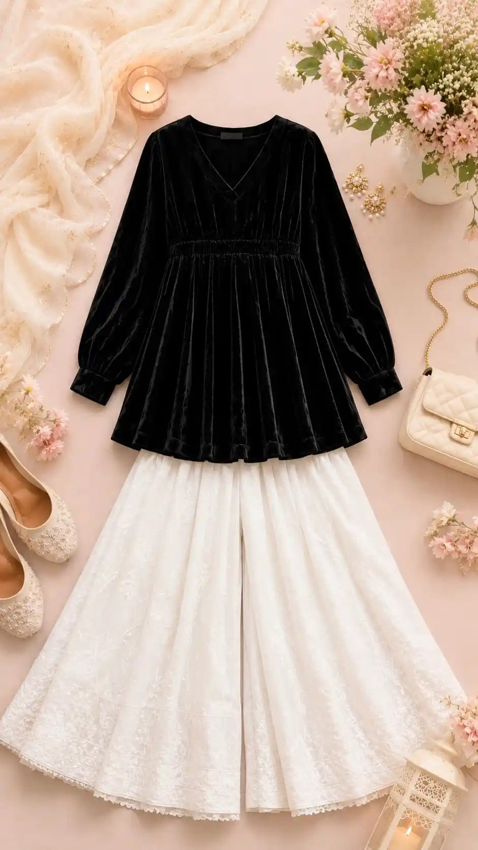 Black Velvet Empire Tunic Top
