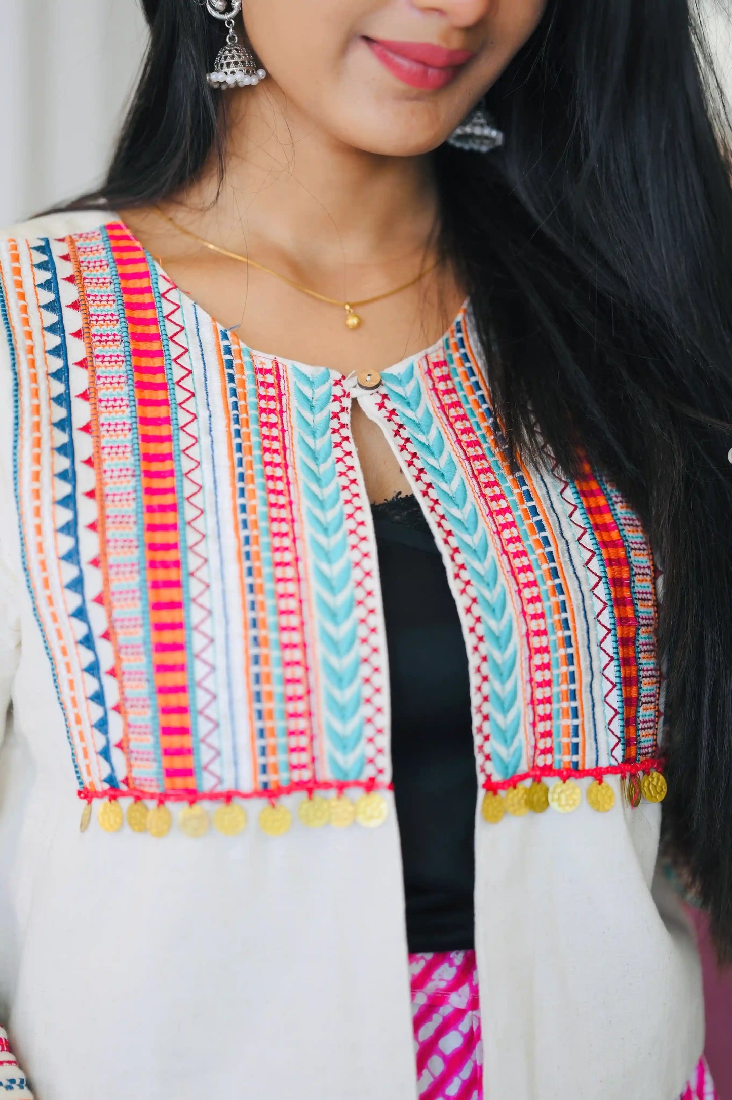 White Jaipuri Embroidered Jacket
