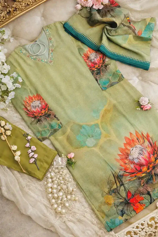 Meher Olive Banarasi Suit Set