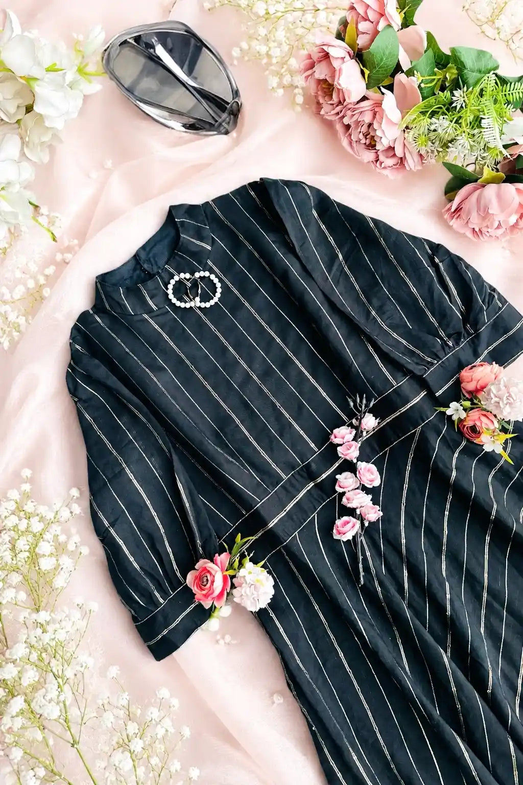 Smoky Black Gulnaz Peplum Top